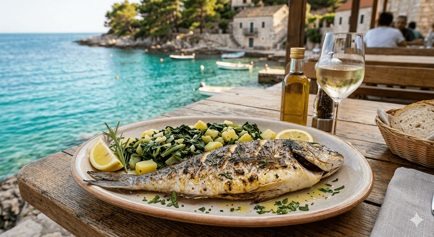 Riba na žaru sa blitvom