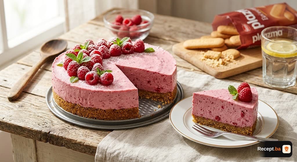 Cheesecake sa Plazma keksom i malinama