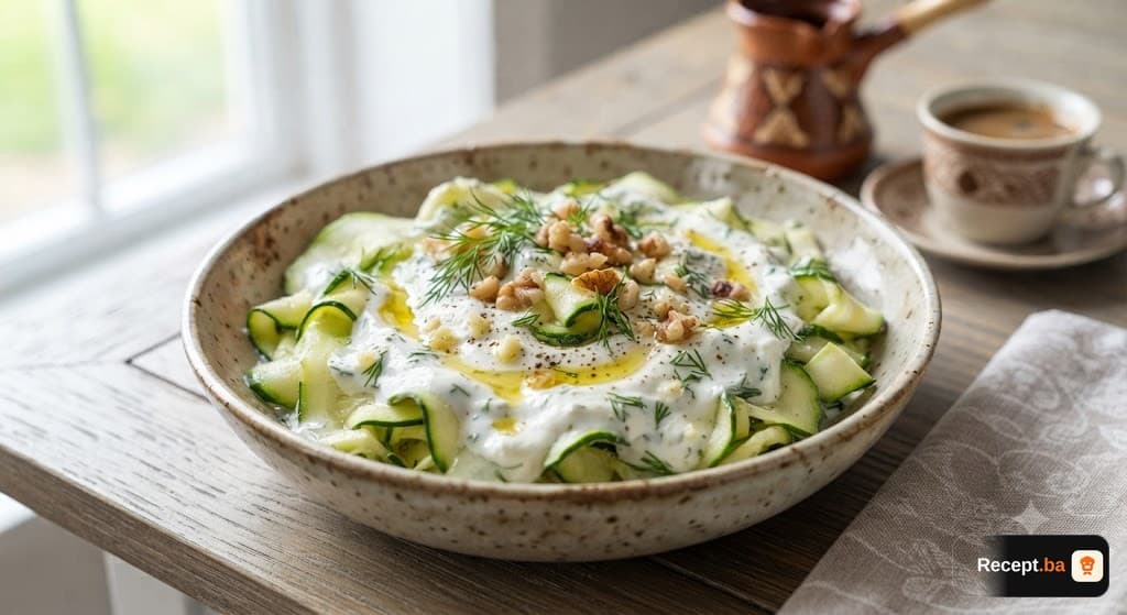 Hladna salata od tikvica sa jogurtom i bijelim lukom