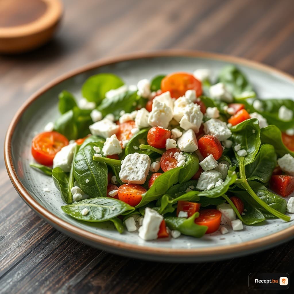 Zimska salata sa špinatom, fetom, orasima i narom