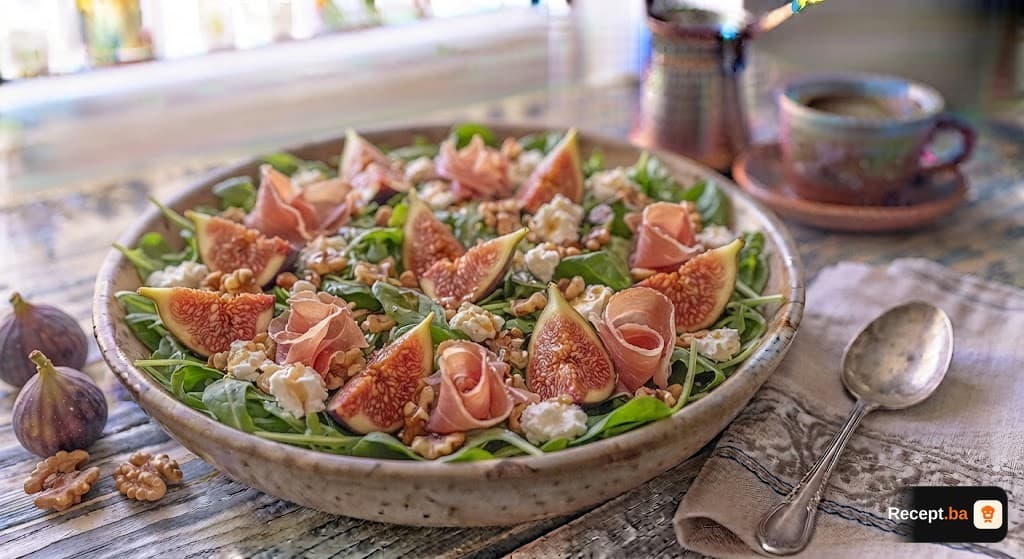 Osvježavajuća salata sa svježim smokvama, sušenom govedinom i kozjim sirom