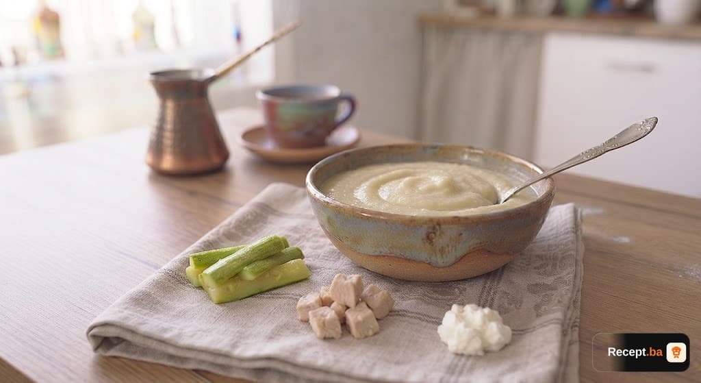 Kremasta kašica od piletine, tikvica i svježeg sira